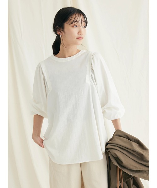 CRAFT STANDARD BOUTIQUE(クラフトスタンダードブティック)の「レーヨンデシンドルマンブラウス(シャツ/ブラウス・レディース・モカ/オフホワイト/ブラック・FREE)」の6枚目の写真