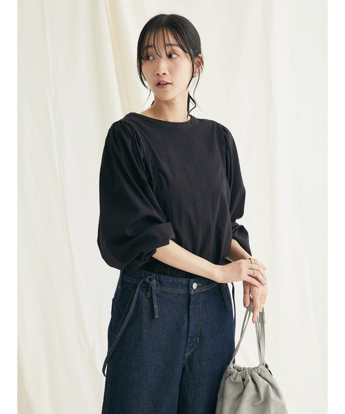 CRAFT STANDARD BOUTIQUE(クラフトスタンダードブティック)の「レーヨンデシンドルマンブラウス(シャツ/ブラウス・レディース・モカ/オフホワイト/ブラック・FREE)」の7枚目の写真