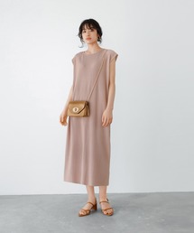 【LUXE】微光沢凹凸リブIラインワンピース
