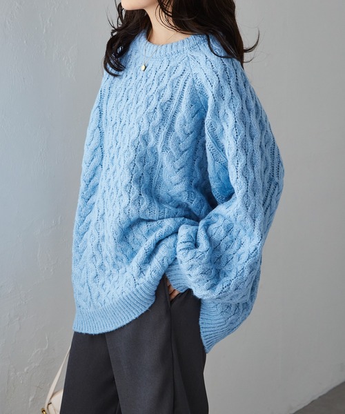 セール】オーバーサイズケーブル編みニット（ニット/セーター）｜RANAN