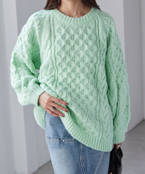セール】オーバーサイズケーブル編みニット（ニット/セーター）｜RANAN