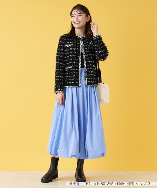 Torrazzo Donna（トラッゾドンナ）の「【TORRAZZO DONNA】ファンシーツイードニット（カーディガン/ボレロ・レディース・ベージュ/MD.GRY/ブラック・2）」の9枚目の写真