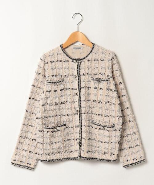 Torrazzo Donna（トラッゾドンナ）の「【TORRAZZO DONNA】ファンシーツイードニット（カーディガン/ボレロ・レディース・ベージュ/MD.GRY/ブラック・2）」の19枚目の写真