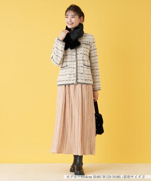 Torrazzo Donna（トラッゾドンナ）の「【TORRAZZO DONNA】ファンシーツイードニット（カーディガン/ボレロ・レディース・ベージュ/MD.GRY/ブラック・2）」の21枚目の写真