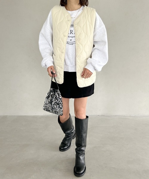 MYMOOD.（マイムード）の「キルティングパディングベスト（ダウンベスト・レディース・ベージュ/アイボリー/カーキ/ブラック・FREE）」の15枚目の写真