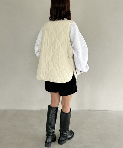 MYMOOD.（マイムード）の「キルティングパディングベスト（ダウンベスト・レディース・ベージュ/アイボリー/カーキ/ブラック・FREE）」の8枚目の写真