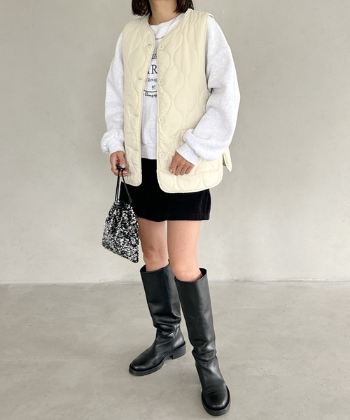 MYMOOD.（マイムード）の「キルティングパディングベスト（ダウンベスト・レディース・ベージュ/アイボリー/カーキ/ブラック・FREE）」の7枚目の写真