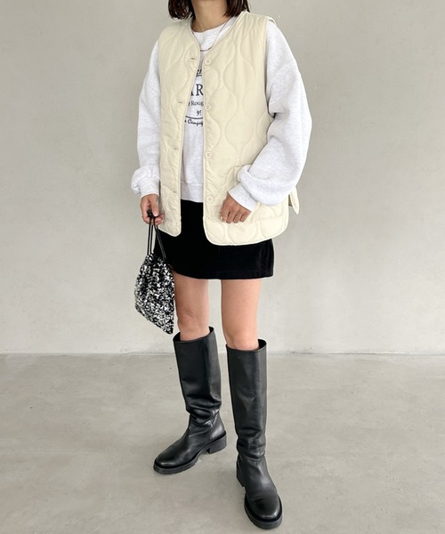 MYMOOD.（マイムード）の「キルティングパディングベスト（ダウンベスト・レディース・ベージュ/アイボリー/カーキ/ブラック・FREE）」の16枚目の写真