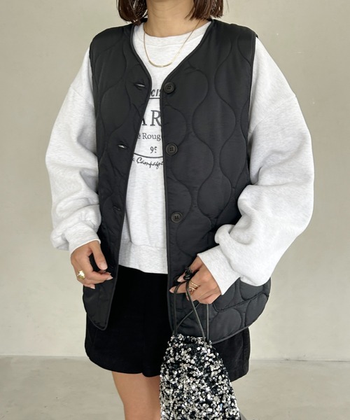 MYMOOD.（マイムード）の「キルティングパディングベスト（ダウンベスト・レディース・ベージュ/アイボリー/カーキ/ブラック・FREE）」の20枚目の写真