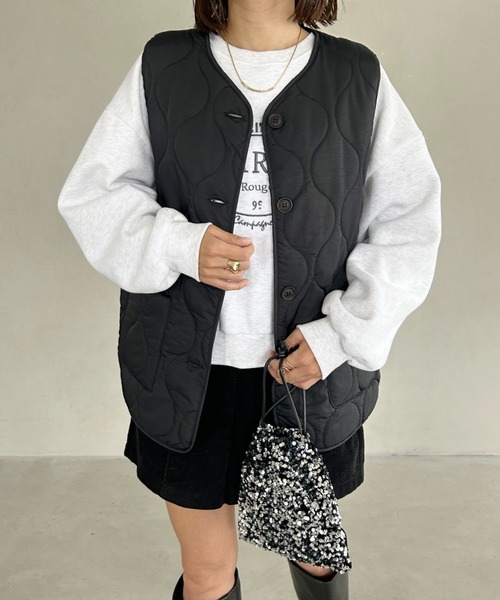 MYMOOD.（マイムード）の「キルティングパディングベスト（ダウンベスト・レディース・ベージュ/アイボリー/カーキ/ブラック・FREE）」の21枚目の写真