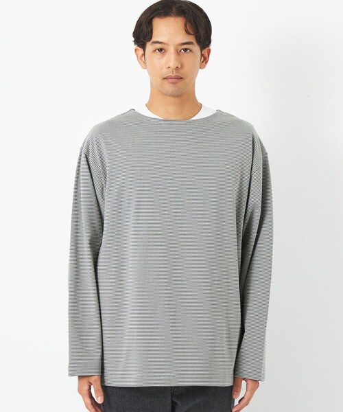 green label relaxing（グリーンレーベルリラクシング）の「バスクボーダー 長袖 カットソー（Tシャツ/カットソー・メンズ・ライトブルー/ライトグレー・L/S/M/XL）」の4枚目の写真