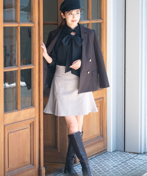 MISCH MASCH(ミッシュマッシュ)の「チェックミニスカート/MM337217(スカート・レディース・ベージュ/ブラック・S/M)」の4枚目の写真