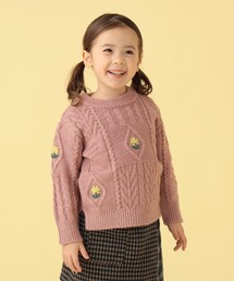 BEAMS mini | BEAMS mini / パッチワーク フラワー ニット 23FW（90～150cm）(ニット/セーター)