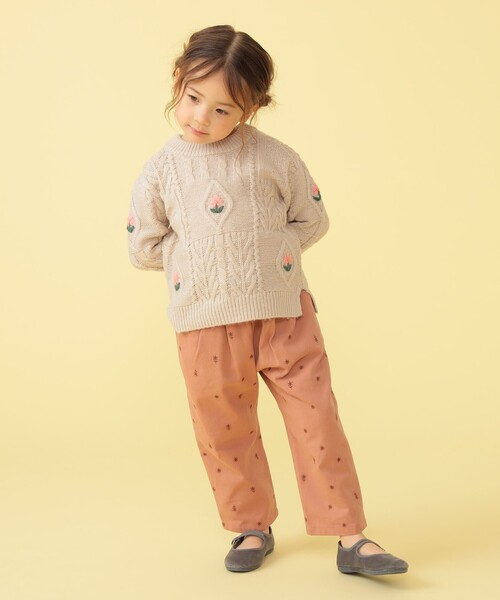BEAMS mini（ビームスミニ）の「BEAMS mini / パッチワーク フラワー ニット 23FW（90～150cm）（ニット/セーター・キッズ・レッド系その他2/グリーン系その他4/ナチュラル・130/120/140/100/110/90/150）」の5枚目の写真