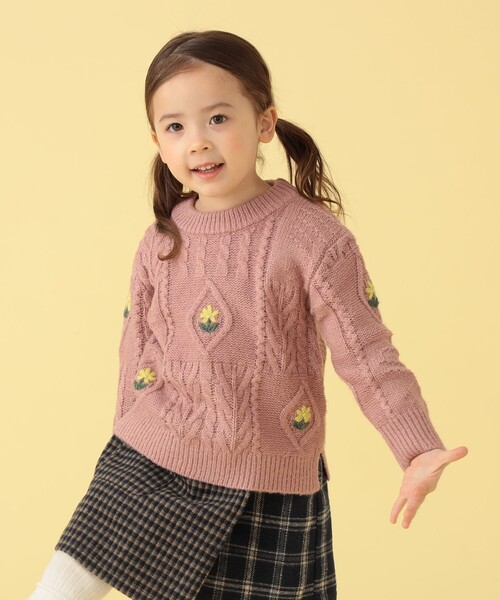 BEAMS mini（ビームスミニ）の「BEAMS mini / パッチワーク フラワー ニット 23FW（90～150cm）（ニット/セーター・キッズ・レッド系その他2/グリーン系その他4/ナチュラル・130/120/140/100/110/90/150）」の7枚目の写真