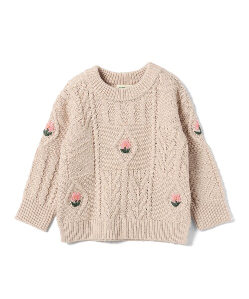 BEAMS mini（ビームスミニ）の「BEAMS mini / パッチワーク フラワー ニット 23FW（90～150cm）（ニット/セーター・キッズ・レッド系その他2/グリーン系その他4/ナチュラル・130/120/140/100/110/90/150）」の9枚目の写真