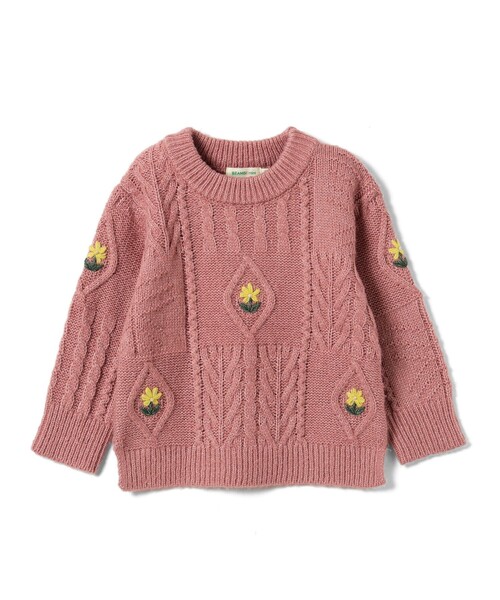 BEAMS mini（ビームスミニ）の「BEAMS mini / パッチワーク フラワー ニット 23FW（90～150cm）（ニット/セーター・キッズ・レッド系その他2/グリーン系その他4/ナチュラル・130/120/140/100/110/90/150）」の14枚目の写真