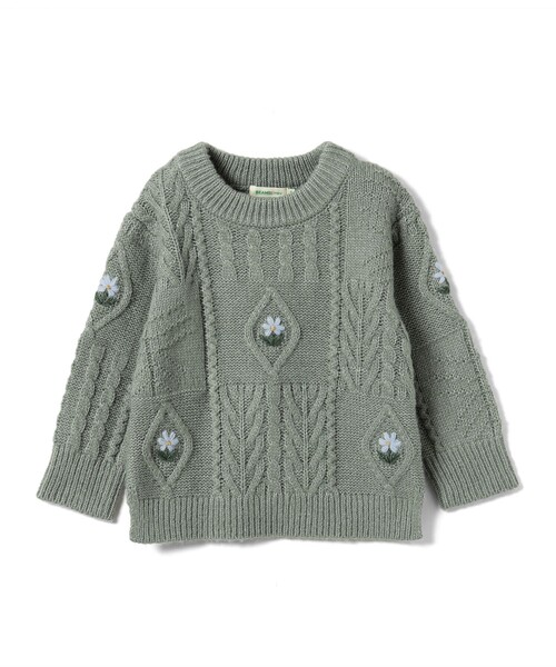 BEAMS mini（ビームスミニ）の「BEAMS mini / パッチワーク フラワー ニット 23FW（90～150cm）（ニット/セーター・キッズ・レッド系その他2/グリーン系その他4/ナチュラル・130/120/140/100/110/90/150）」の16枚目の写真