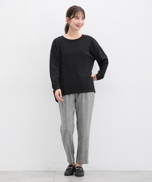 Honeys(ハニーズ)の「ジャカードチュニックトップス(Tシャツ/カットソー・レディース・グリーン/ブラック/ブルー/アイボリー/モカ・L/LL/M)」の7枚目の写真