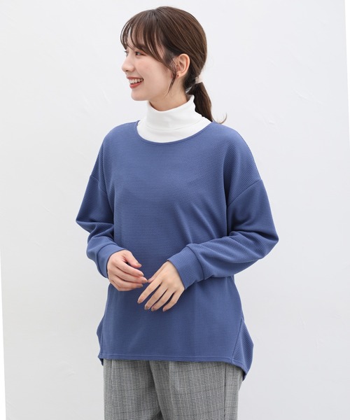 Honeys(ハニーズ)の「ジャカードチュニックトップス(Tシャツ/カットソー・レディース・グリーン/ブラック/ブルー/アイボリー/モカ・L/LL/M)」の10枚目の写真