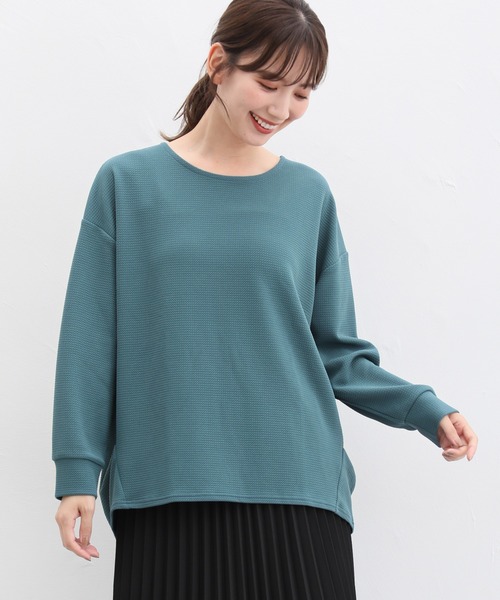 Honeys(ハニーズ)の「ジャカードチュニックトップス(Tシャツ/カットソー・レディース・グリーン/ブラック/ブルー/アイボリー/モカ・L/LL/M)」の12枚目の写真