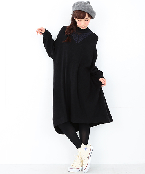 CAROLINA GLASER（カロリナ グレイサー）の「CAROLINA GLASER / オーバーレース ワンピース（ワンピース・レディース・ブラック/ピンク・ONE SIZE）」の3枚目の写真