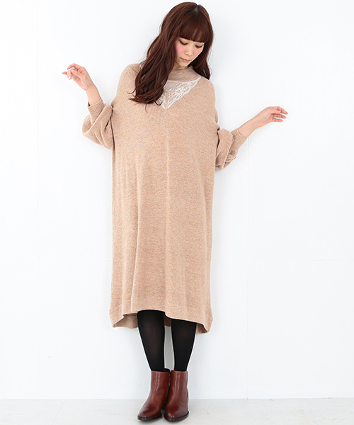 CAROLINA GLASER（カロリナ グレイサー）の「CAROLINA GLASER / オーバーレース ワンピース（ワンピース・レディース・ブラック/ピンク・ONE SIZE）」の6枚目の写真