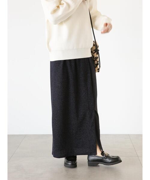 Lugnoncure（ルノンキュール）の「ラメラップ風スカート（スカート・レディース・ブラック/ベージュ/ネイビー・F）」の16枚目の写真