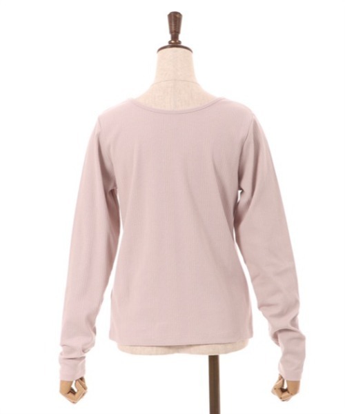 axes femme（アクシーズファム）の「前後２ＷＡＹクロスリブプルオーバー（Tシャツ/カットソー・レディース・キナリ/ブラック/ピンク・FREE）」の12枚目の写真