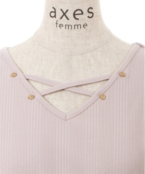 axes femme（アクシーズファム）の「前後２ＷＡＹクロスリブプルオーバー（Tシャツ/カットソー・レディース・キナリ/ブラック/ピンク・FREE）」の9枚目の写真