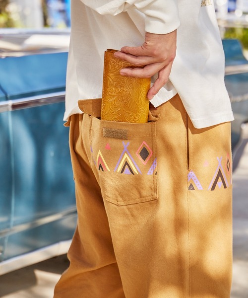 キャメル レザー ✯ マジェステ ✯ インディアン エスニック ネイティブ ターコイズ付き大フェザー右（コンビ） #レッドマン #ネイティブ