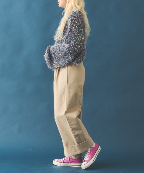 MERLOT（メルロー）の「コットンワイドパンツ（チノパンツ・レディース・ナチュラル/ブラック・M）」の6枚目の写真