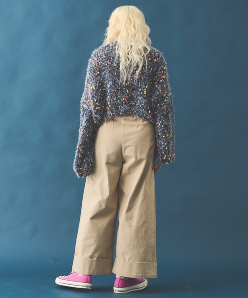 MERLOT（メルロー）の「コットンワイドパンツ（チノパンツ・レディース・ナチュラル/ブラック・M）」の7枚目の写真