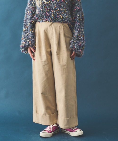 MERLOT（メルロー）の「コットンワイドパンツ（チノパンツ・レディース・ナチュラル/ブラック・M）」の10枚目の写真