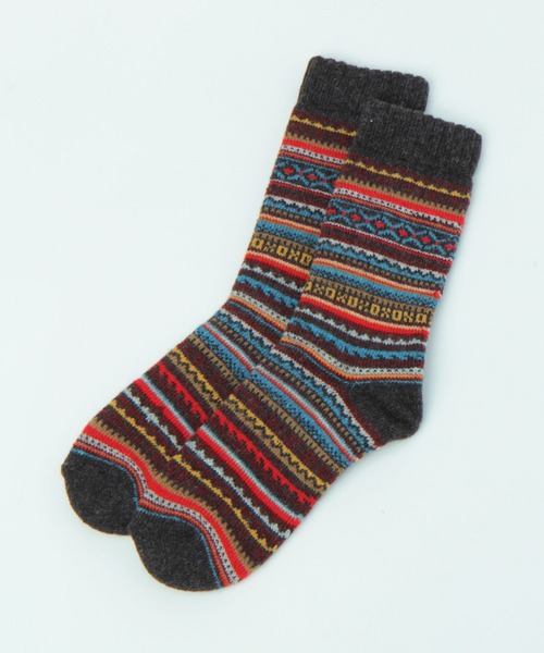 studio CLIP（スタディオクリップ）の「【daily CLIP】H FOOTWEAR フェアアイルソックス（ソックス/靴下・レディース・グレー/ピンク/チャコール・FREE）」の2枚目の写真