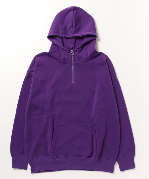 FUNALIVE(ファンアライブ)の「Brushed lining half zip hoodie / 裏起毛ハーフジップフーディー unisex(パーカー・メンズ・ヘザーチャコール/グレイッシュベージュ/パープル/ブラック/オートミール・XL/M/L)」の2枚目の写真
