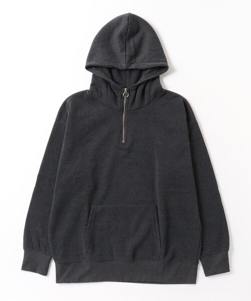 FUNALIVE(ファンアライブ)の「Brushed lining half zip hoodie / 裏起毛ハーフジップフーディー unisex(パーカー・メンズ・ヘザーチャコール/グレイッシュベージュ/パープル/ブラック/オートミール・XL/M/L)」の3枚目の写真