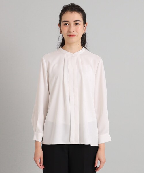 OPAQUE.CLIP（オペークドットクリップ）の「◆≪通勤・セレモニー対応≫ サテンタックブラウス【洗濯機洗い可】（シャツ/ブラウス・レディース・ナチュラル/ホワイト・38/36/42/40）」の18枚目の写真