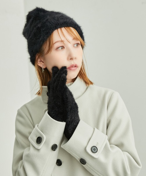 ROPE' PICNIC（ロペピクニック）の「シャギーニットワッチ（ニットキャップ/ビーニー・レディース・ブラック/キナリ/ダークラベンダー・FREE）」の3枚目の写真