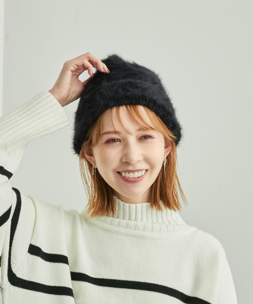 ROPE' PICNIC（ロペピクニック）の「シャギーニットワッチ（ニットキャップ/ビーニー・レディース・ブラック/キナリ/ダークラベンダー・FREE）」の11枚目の写真