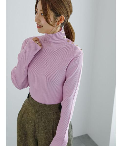 Te chichi（テチチ）の「ハイネックサイドボタンプルオーバー（ニット/セーター・レディース・ブラック/ピンク/グレー・F）」の6枚目の写真