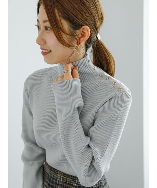 Te chichi（テチチ）の「ハイネックサイドボタンプルオーバー（ニット/セーター・レディース・ブラック/ピンク/グレー・F）」の8枚目の写真