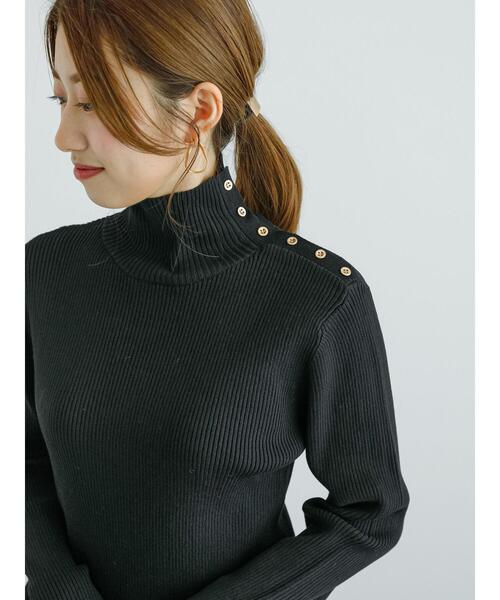 Te chichi（テチチ）の「ハイネックサイドボタンプルオーバー（ニット/セーター・レディース・ブラック/ピンク/グレー・F）」の12枚目の写真