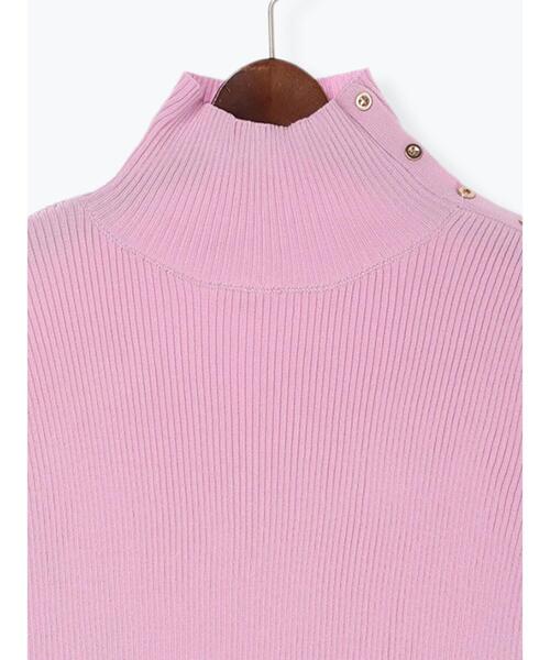 Te chichi（テチチ）の「ハイネックサイドボタンプルオーバー（ニット/セーター・レディース・ブラック/ピンク/グレー・F）」の18枚目の写真