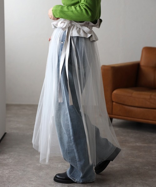 ap retro（アプレトロ）の「チュール付きフェイクレザーベルト（ベルト・レディース・ブラック/オフホワイト・FREE）」の19枚目の写真