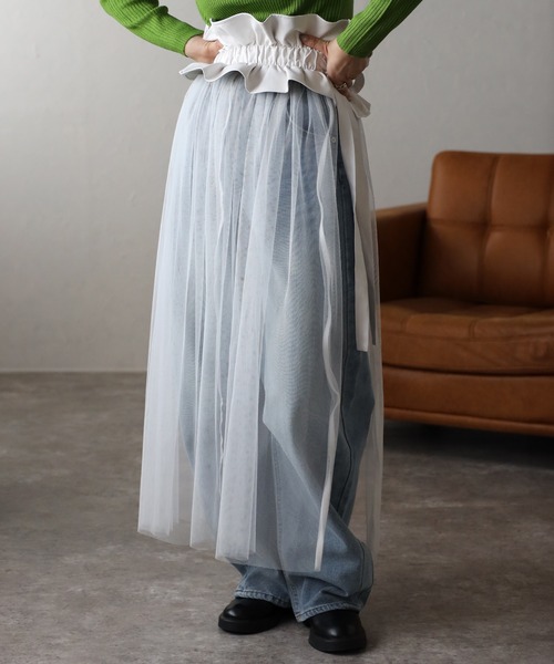 ap retro（アプレトロ）の「チュール付きフェイクレザーベルト（ベルト・レディース・ブラック/オフホワイト・FREE）」の18枚目の写真