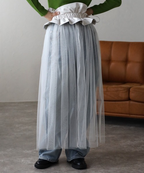 ap retro（アプレトロ）の「チュール付きフェイクレザーベルト（ベルト・レディース・ブラック/オフホワイト・FREE）」の17枚目の写真