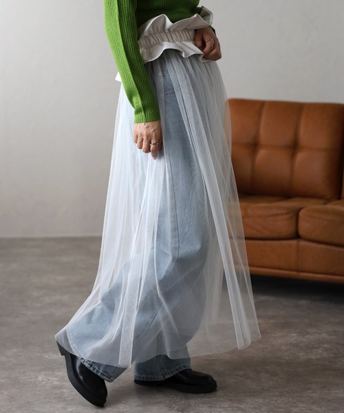 ap retro（アプレトロ）の「チュール付きフェイクレザーベルト（ベルト・レディース・ブラック/オフホワイト・FREE）」の16枚目の写真