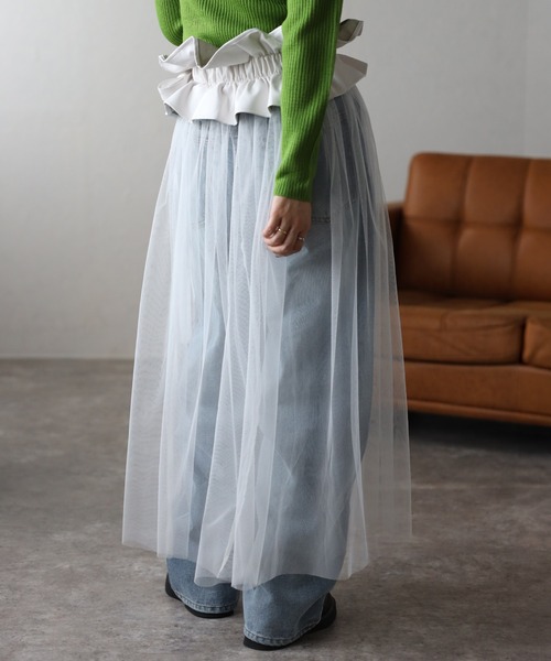 ap retro（アプレトロ）の「チュール付きフェイクレザーベルト（ベルト・レディース・ブラック/オフホワイト・FREE）」の15枚目の写真