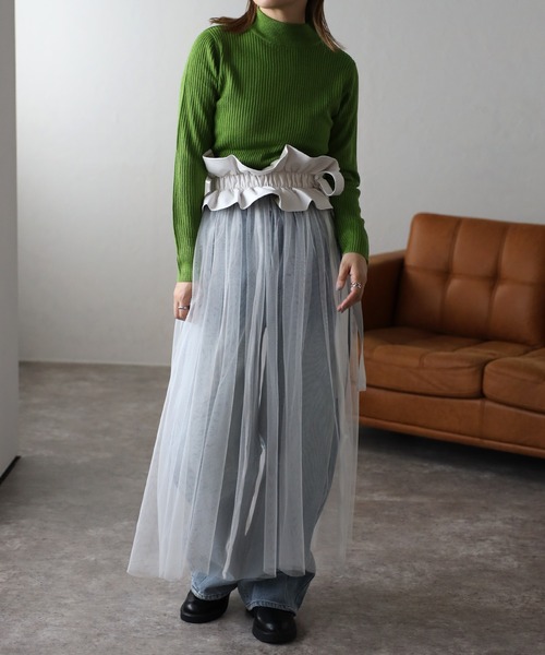 ap retro（アプレトロ）の「チュール付きフェイクレザーベルト（ベルト・レディース・ブラック/オフホワイト・FREE）」の13枚目の写真